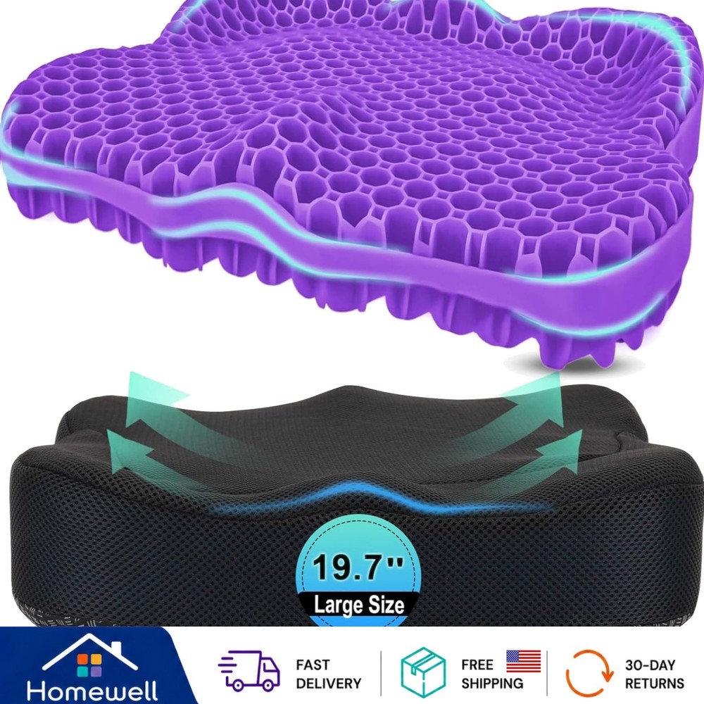 Breathable Gel Seat Cushion: 19.7in Comfort for Office and Wheelchair