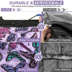 ZHCHG Wheelchair Side Bag with Cup Holder, Purple Butterfly