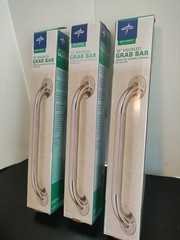 3-Pack 16″ Knurled Texture Grab Bar Stainless Bathroom Safety Handle Tub Wall