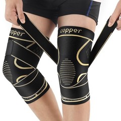 Copper Knee Braces with Strap for Pain Women and Medium, Black+Copper