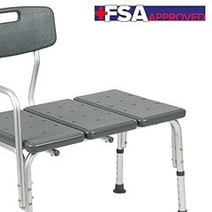 HERCULES Series 300 Lb. Capacity Adjustable Gray Bath & Shower Transfer Bench