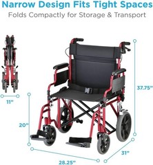 NOVA Heavy Duty Bariatric Transport Wheel Chair with 400 lb. Weight Capacity