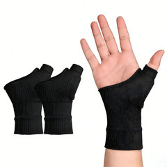 1 Pair Breathable Thumb-Wrist Compression Gloves with Gel Padded Wrist Support f