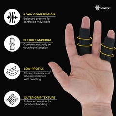 Joint Support Finger Sleeves V3 Pair – Compression for BJJ, Fitness, Volleyball,