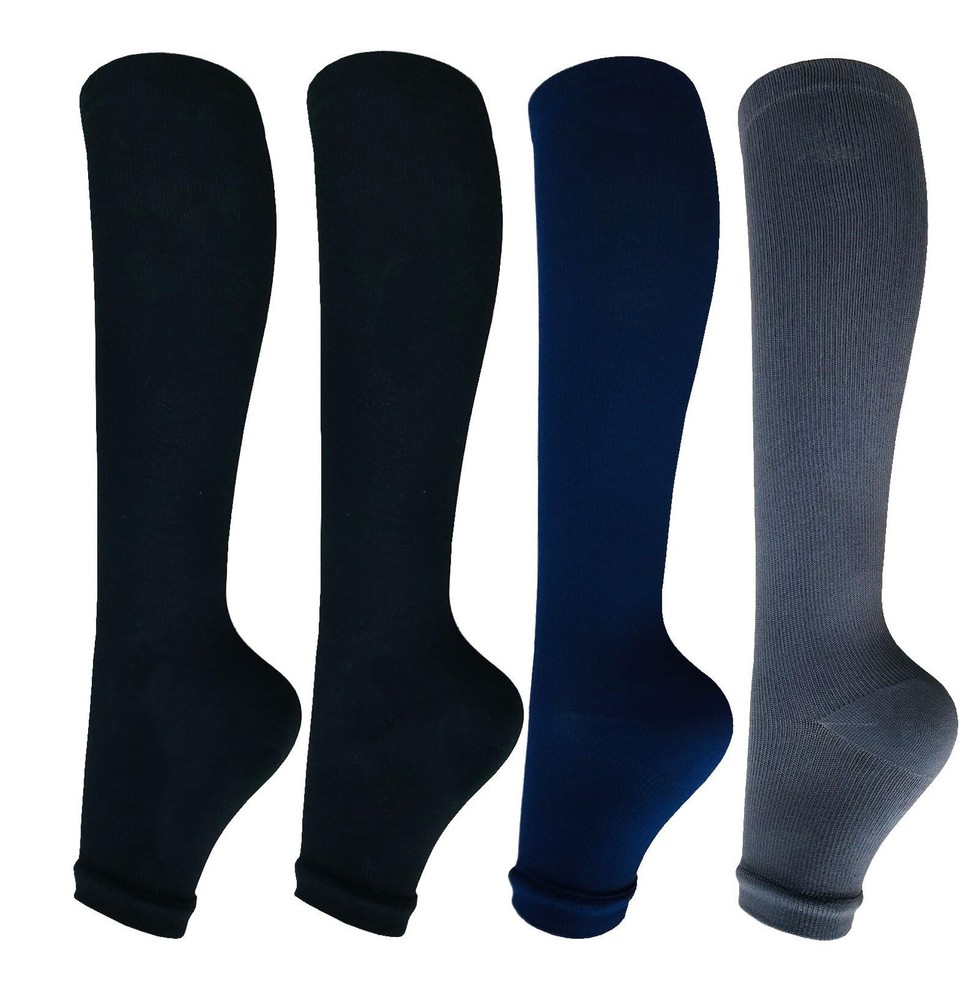 Open Toe Compression Socks for Women Men 15-20 Mmhg 4 Pairs Toeless Footless Soc