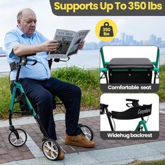 Walkers for Seniors with Seat, Foldable Rollator Walker, Reinforced Aluminum Fra