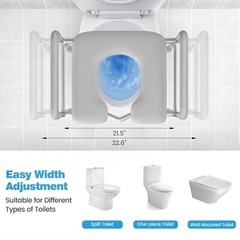 Elevated Toilet Seat Riser w/ Handles 400 lb Support Adjustable Width & Height