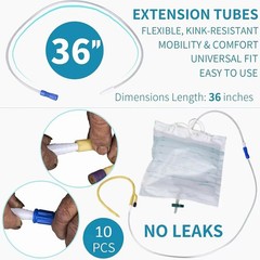10 Pack Catheter Drain Extension Tubing 36″ Urine Drainage Bag Tube Connector