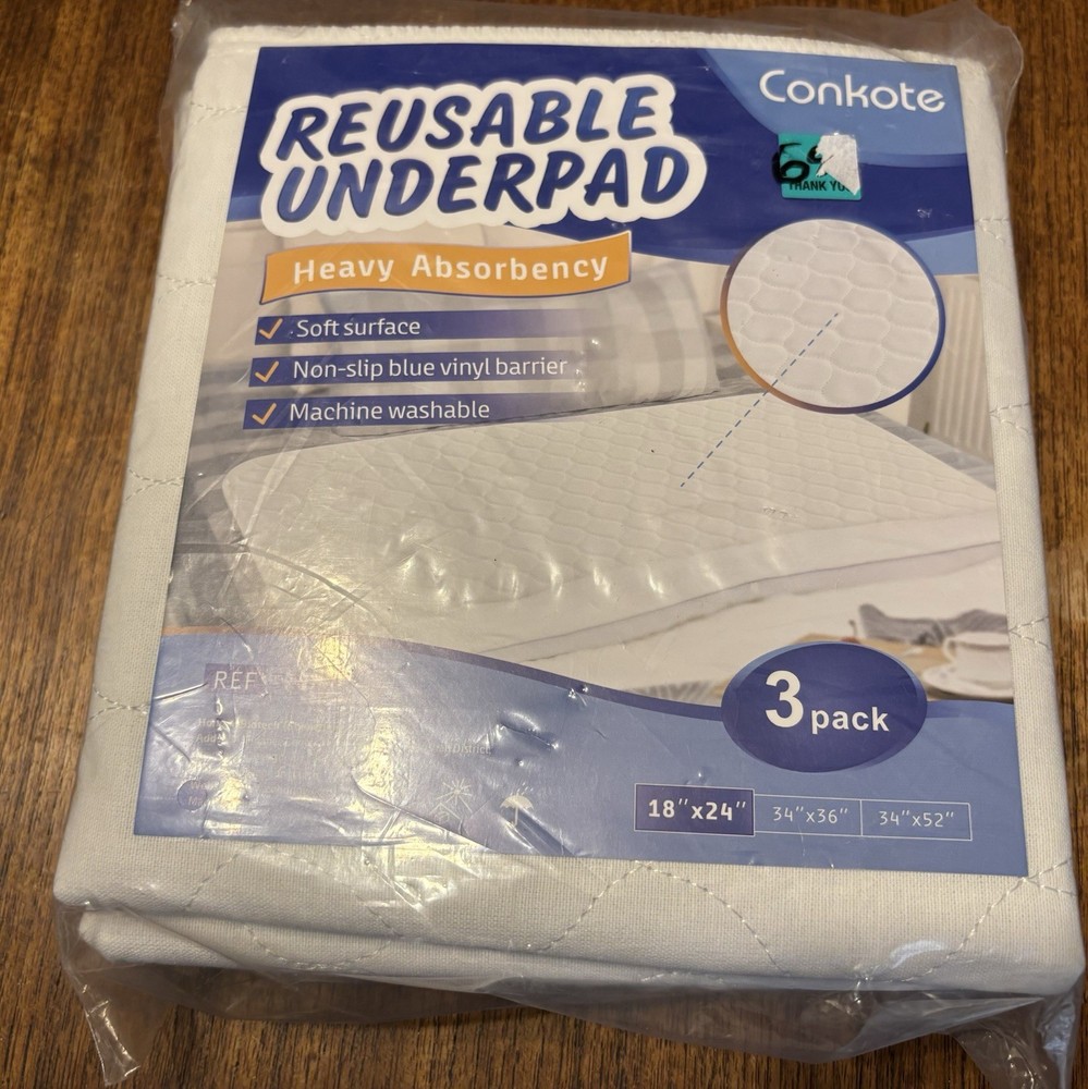 Reusable Underpad – heavy Absorbency – 3 pack – NEW in package