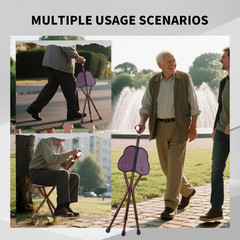 Folding Cane Seat 441 Lbs Capacity Thick Aluminum Alloy Cane Stool Crutch Chair