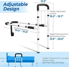 Bed Rail for Elderly Adults Safety Assist Cane Handle Support Steel Frame 350LB