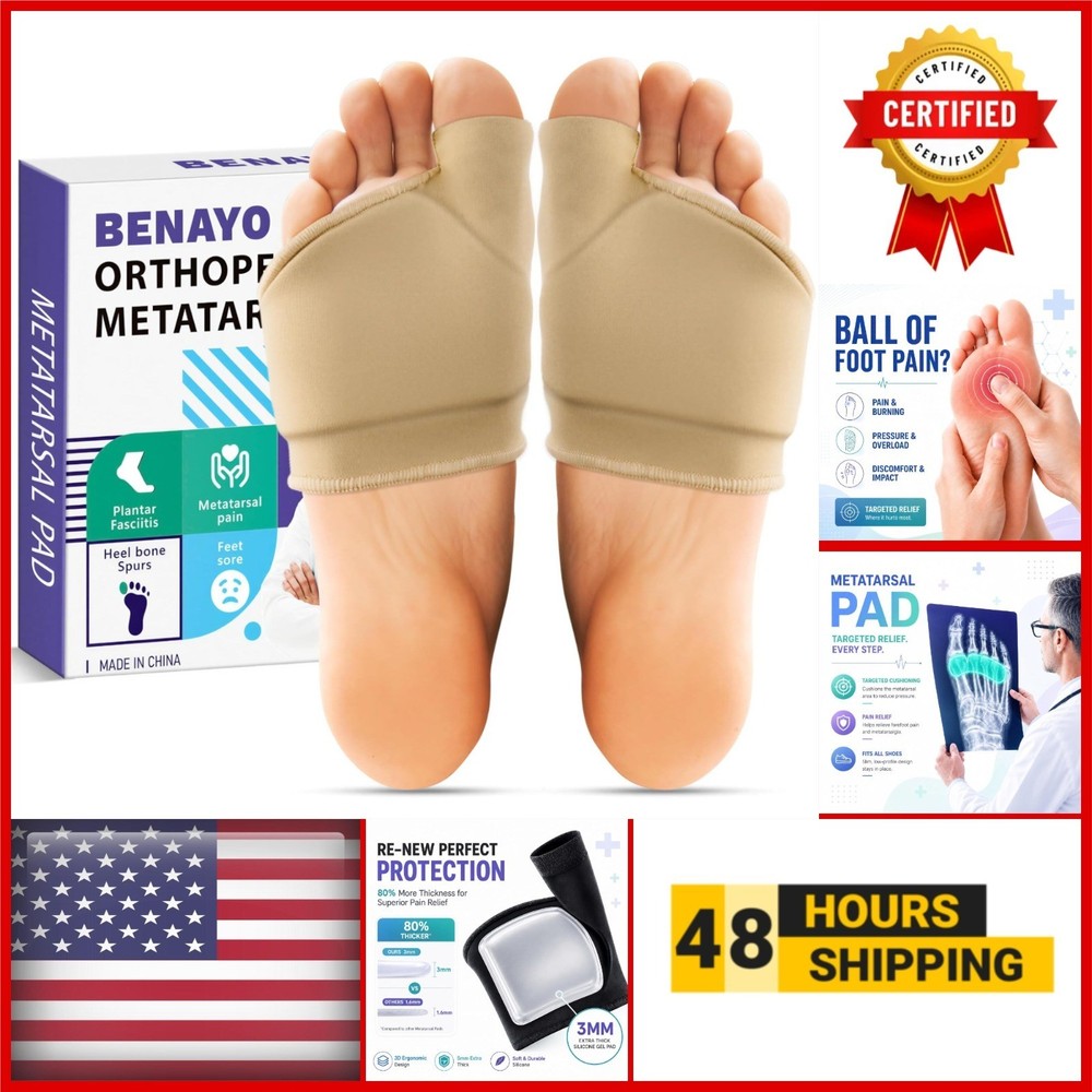 BENAYO Orthopedic Metatarsal Pads for Ball of Foot Pain Relief