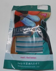 Rejuva Stripe Compression Socks 15-20mm Hg Calf Length (Grey Teal) Large