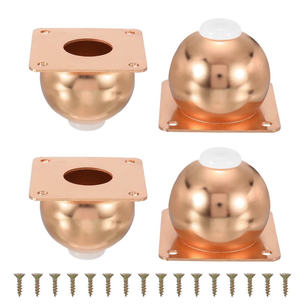 4 Pack Round Metal Furniture Legs for Dresser and Sofa(2.36″ Rose Gold)]