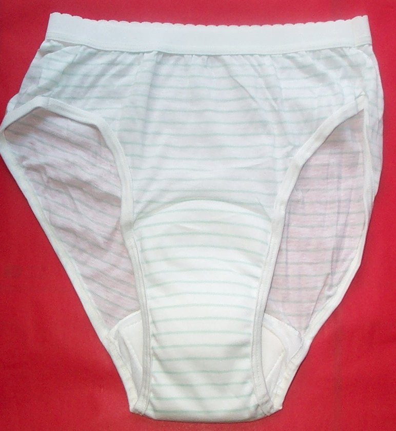 2 Pair Women’s Mint Stripe Size 7 / Medium Incontinence High Leg Panty Cotton