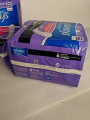 2 Packages Always Discreet Ultimate Extra Long Rated 7 Incontinence Pads 52 Ct