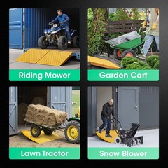 36″x48″ Riding Mower Shed Ramps Anti-Slip Punch Plate Ramp (2PC, Yellow, Alloy)