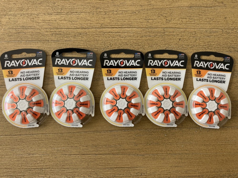 Lot Of 5 Rayovac Size 13 Hearing Aid Battery 8-Pack 40 Total Exp: 01-2026