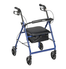 Drive Medical Four Wheel Rollator Rolling Walker with Fold Up Removable Back Sup