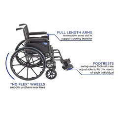 Invacare Tracer EX2 Wheelchair, 20in Seat, Full Arms & Hemi Footrests