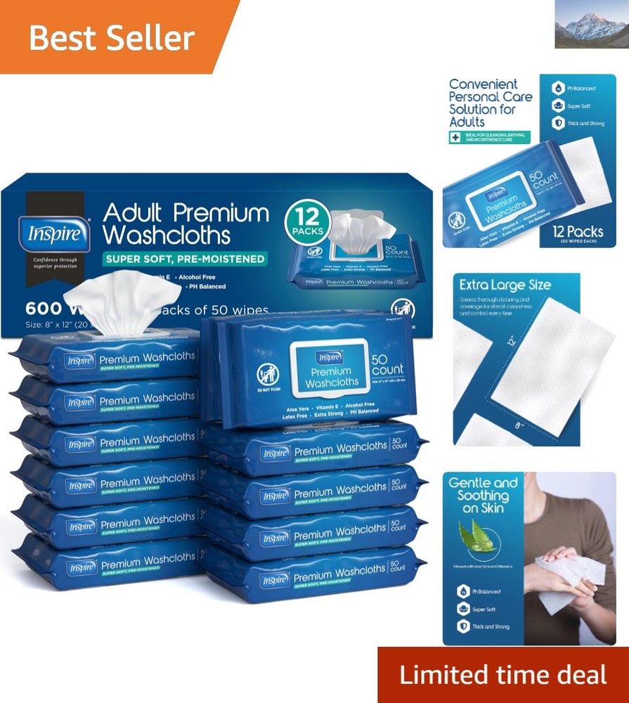 600 Count Aloe Vera Infused Adult Wet Wipes | Ideal for Seniors and Caregivers