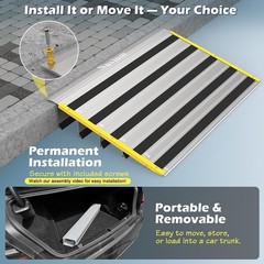 5″ Door Threshold Ramp for Wheelchairs Adjustable Aluminum Entry Ramp 880