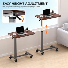 Adjustable Overbed Table with Wheels, Bedside Rolling Table, Pneumatic Height…
