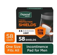 Depend Shields Incontinence Pads for Men, Light Absorbency, 58 Count