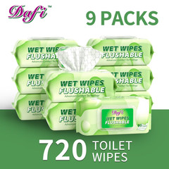DAFI Flushable Adult Wet Wipes Unscented Septic Safe 720 Count