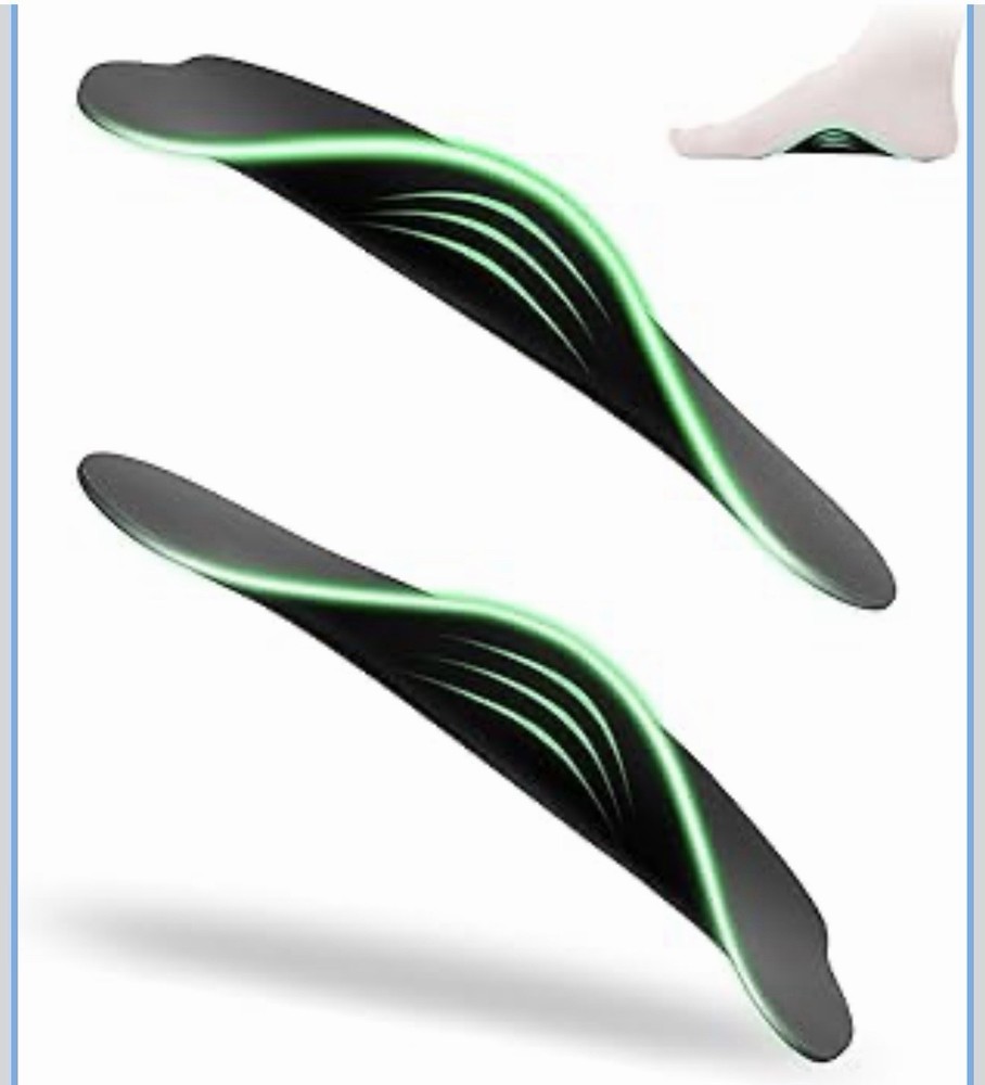 Black Green Orthotic Full Length Insoles for Adults Arch Support
