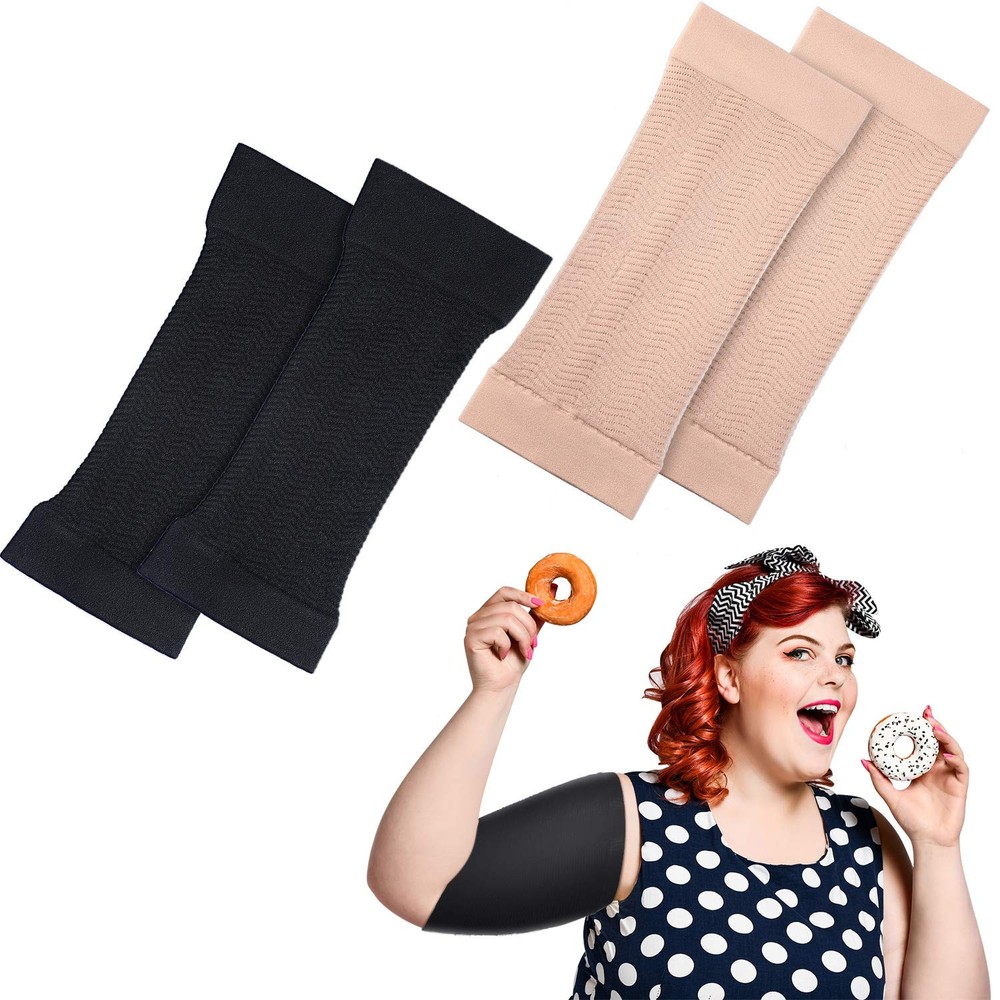 SATINIOR 2 Pairs Arm Shapers for Plus Size Large (Pack of 2), Black, Beige