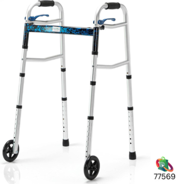 HEALTHLINE 2 Wheel Walker for Seniors & Adults – Deluxe Lightweight Foldable Wal