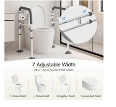 TOYODA Toilet Safety Frame Adjustable Height/Width Foldable Padded 350 lb
