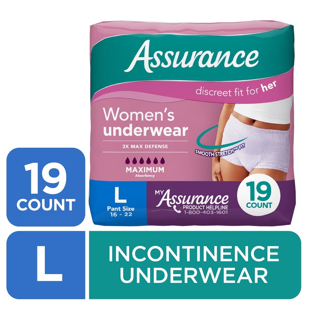 Assurance Women’s Incontinence & Postpartum Underwear, L , Maximum Absorbency