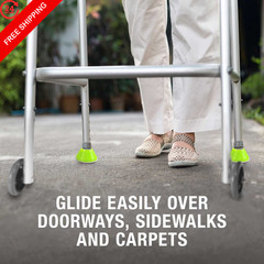 HealthSmart Walker Ski Glides, Caps or Pack of 2, White/Green