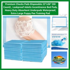 Chucks Pads Disposable 23″x36″ 50 Count , Leakproof Adults Incontinence Bed P…
