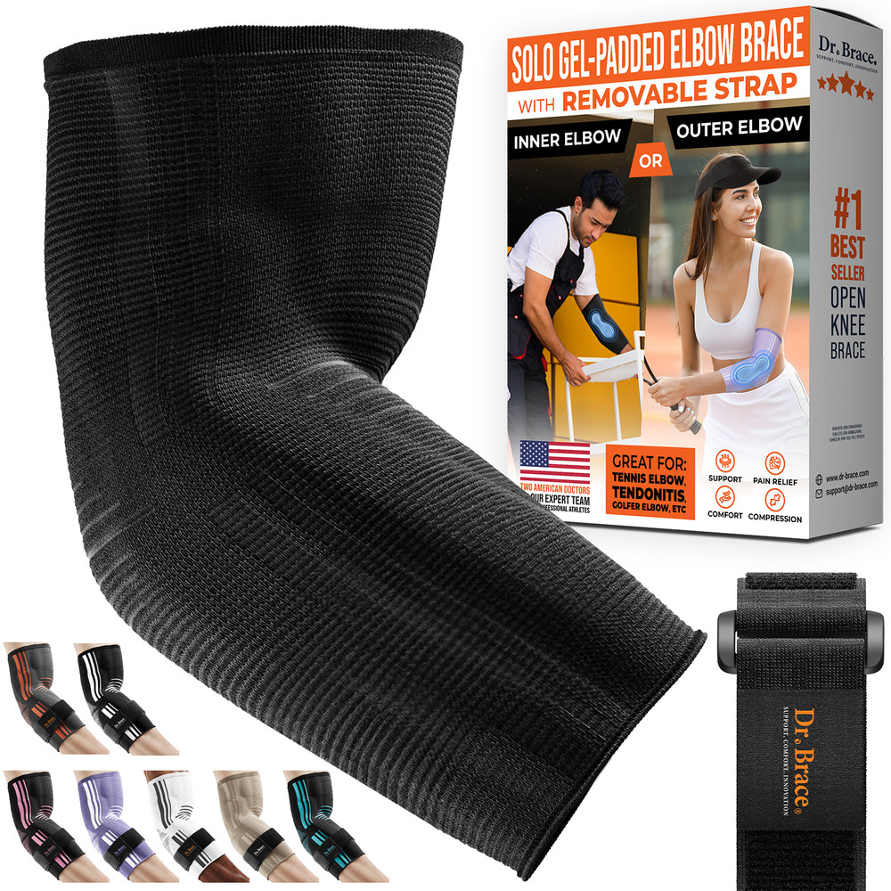 DR. BRACE Elite Elbow Brace with Silicon Pad and Removable Compression Strap