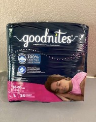 Sealed Goodnites Bedwetting Underwear for Girls, L (68-95 lbs), 25 Count New