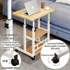 Medical Overbed Bedside Table with Two Shelves and Wheels (Hospital and Home