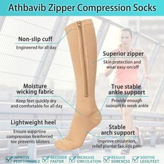 Comfortable Closed Toe Zipper Compression Socks – Multicolor for Daily Use