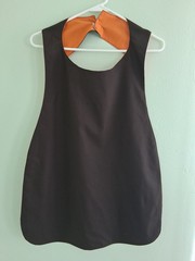 Orange and Black Adult Bib, Handmade , 35 1/2” by 21 ½”, reversible