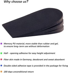 SIIHEA Adjustable Heel Lifts for Shoes, 1/4“ Height Small (2 Pairs), Black