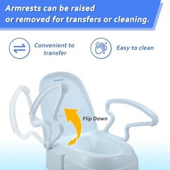 Adjustable Height Toilet Seat Riser W/ Handle Supports 300LBS Seniors & Recovery