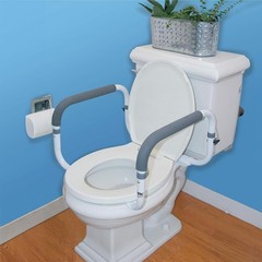 Durable Toilet Safety Frame – Cushioned Grab Bars, Supports Up to 300lbs, White