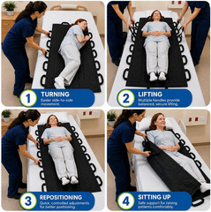 Patient Transfer Sheet Blanket 40’’X80’’ with 14 Handles for Lifting, Moving, Tu
