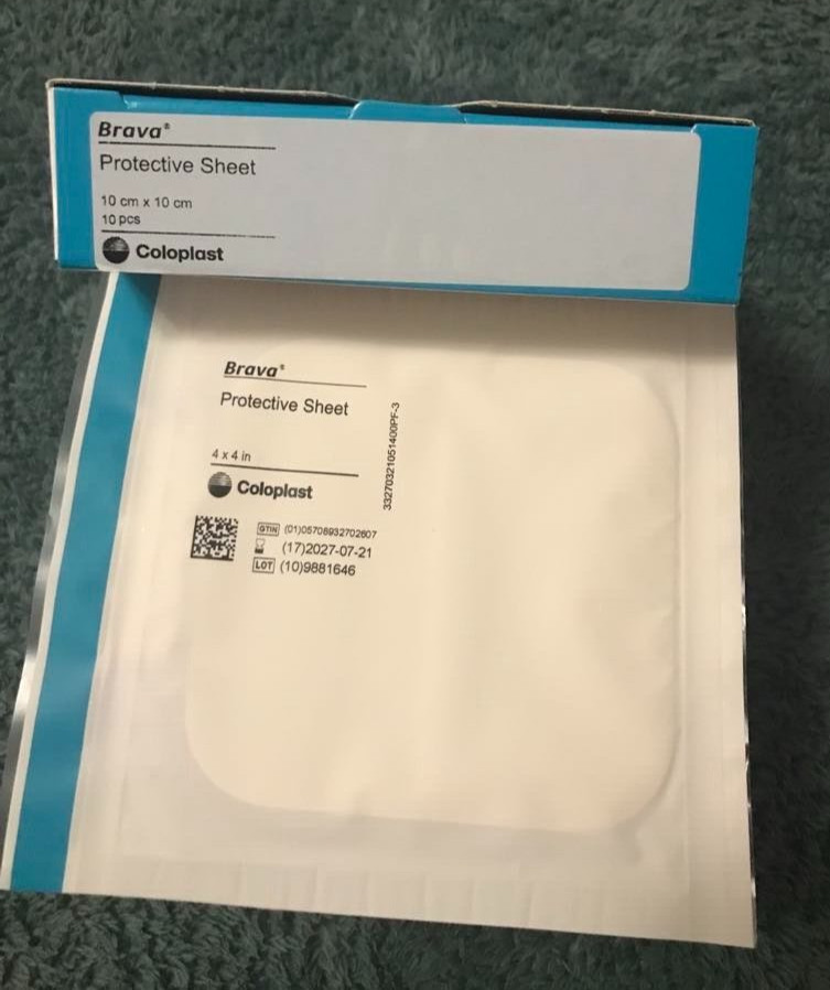 15 Coloplast 032105 Brava Protective Sheets 4″ X 4″ – 1 1/2 box. Expiration 5/27
