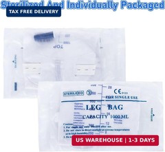 3 Pack 1000ml Sterile Leg Urinary Drainage Bags with 2 Adjustable Elastic Straps