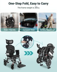 Ergonomic Electric Wheelchair – 35Lb Lightweight Electric Wheelchair, Black