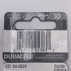 Duracell Zinc Air 10 1.5V Hearing Aid Batteries 5 packs of 8 Exp -03/2029
