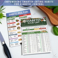 2pcs Diabetes Food List, Laminated Meal Planner for 8.3 x 11.7 Inch, Multi 2